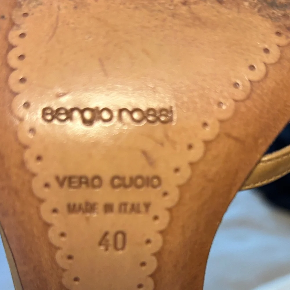 Sergio Rossi Beige and Gold Embellished Heels - Picture 4 of 5